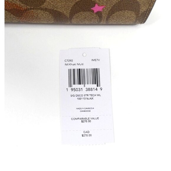 Coach Signature Khaki Disco Star Tech Phone Wallet NWT C7292 - Picture 4 of 4